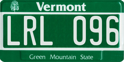 VT license plate LRL096