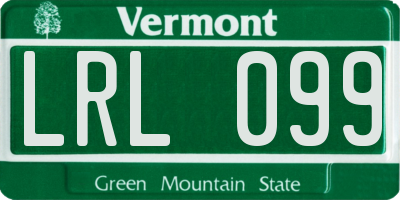 VT license plate LRL099