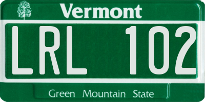 VT license plate LRL102