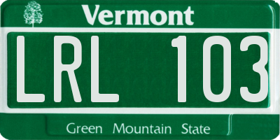 VT license plate LRL103