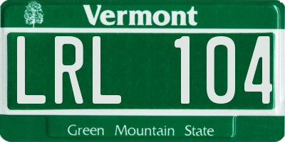 VT license plate LRL104