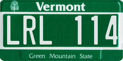 VT license plate LRL114