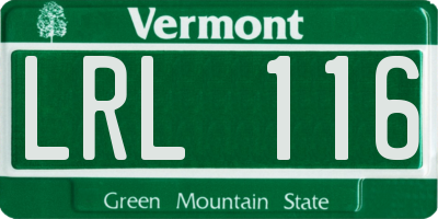 VT license plate LRL116