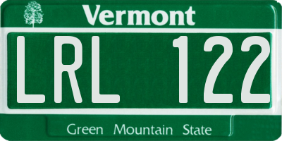 VT license plate LRL122