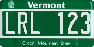 VT license plate LRL123