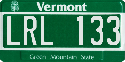 VT license plate LRL133