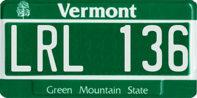 VT license plate LRL136