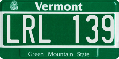 VT license plate LRL139