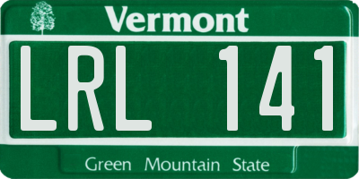 VT license plate LRL141