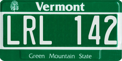 VT license plate LRL142