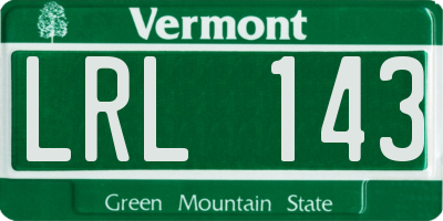 VT license plate LRL143