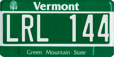 VT license plate LRL144