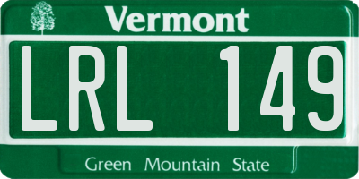 VT license plate LRL149