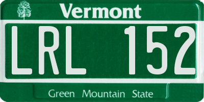VT license plate LRL152