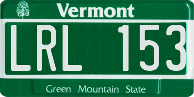 VT license plate LRL153