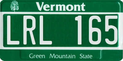 VT license plate LRL165