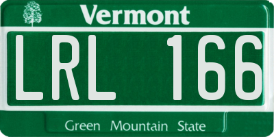 VT license plate LRL166