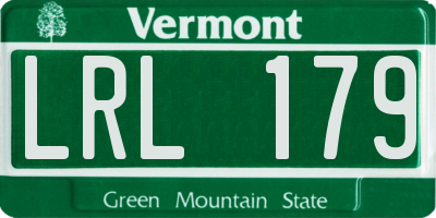 VT license plate LRL179