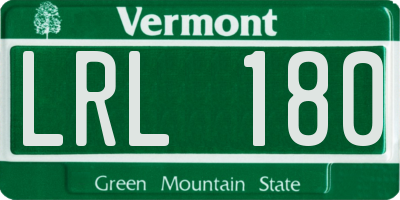 VT license plate LRL180