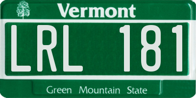 VT license plate LRL181