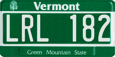 VT license plate LRL182