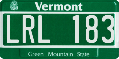 VT license plate LRL183