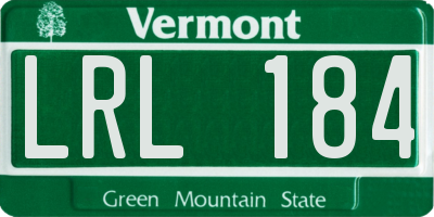 VT license plate LRL184