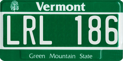 VT license plate LRL186