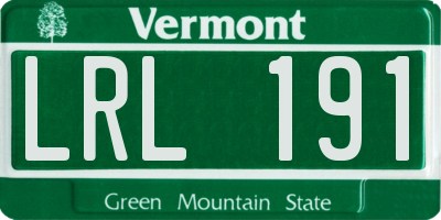 VT license plate LRL191