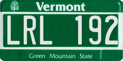 VT license plate LRL192