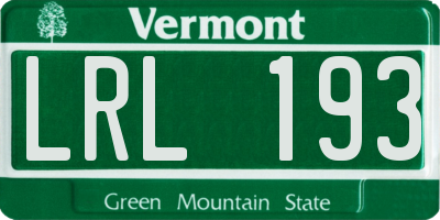 VT license plate LRL193