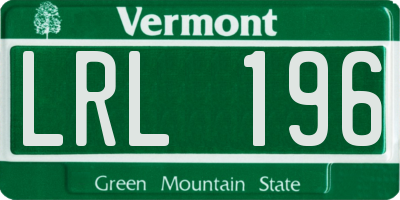 VT license plate LRL196