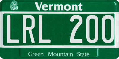 VT license plate LRL200