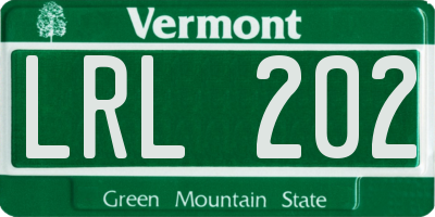 VT license plate LRL202