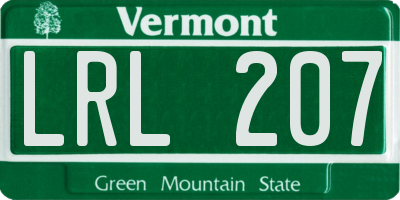VT license plate LRL207