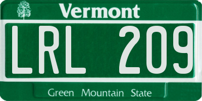 VT license plate LRL209