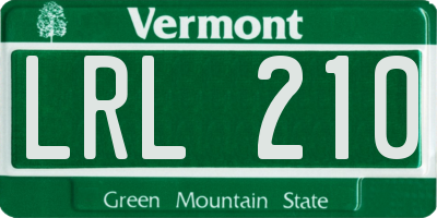 VT license plate LRL210