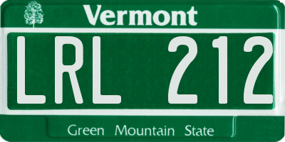 VT license plate LRL212