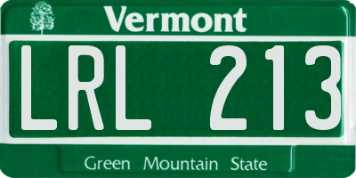 VT license plate LRL213