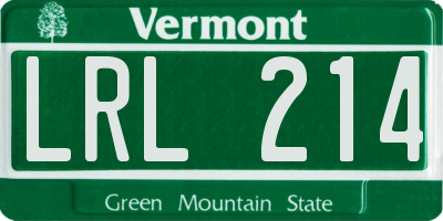 VT license plate LRL214