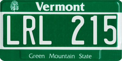 VT license plate LRL215