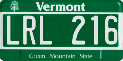 VT license plate LRL216