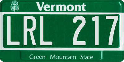 VT license plate LRL217