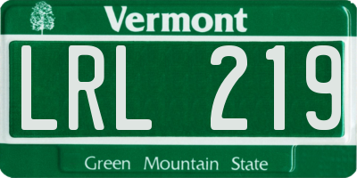 VT license plate LRL219