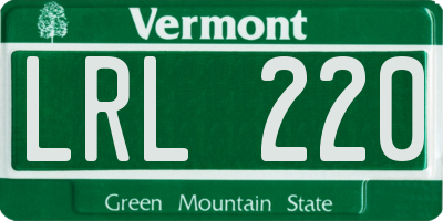 VT license plate LRL220