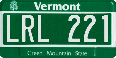 VT license plate LRL221