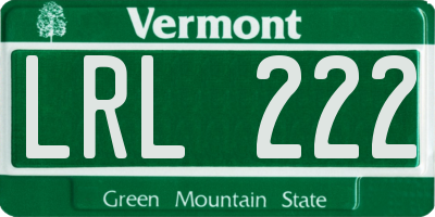 VT license plate LRL222