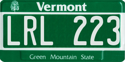VT license plate LRL223
