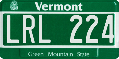 VT license plate LRL224