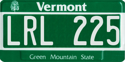 VT license plate LRL225